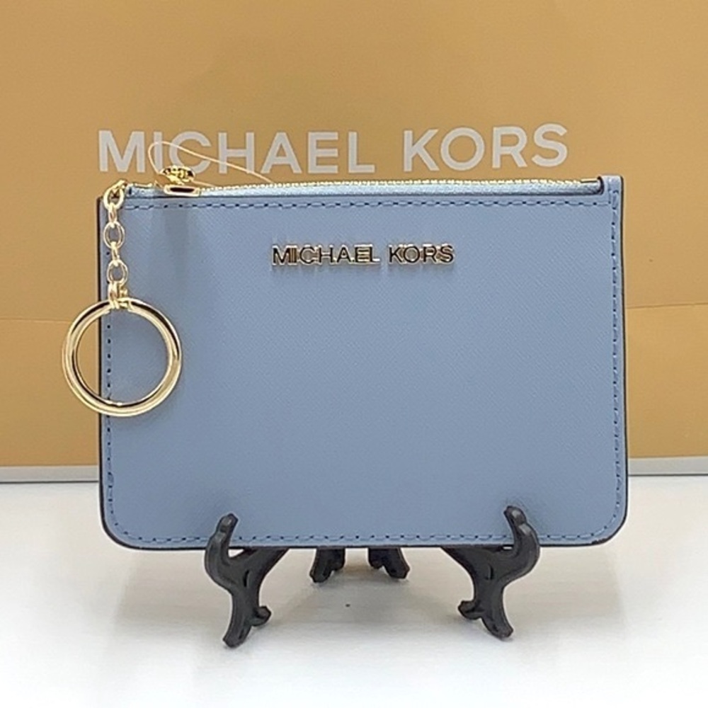 MICHAEL KORS SMALL TOP ZIP
COINPOUCH WITH ID CARD PALE BLUE 
COLOR